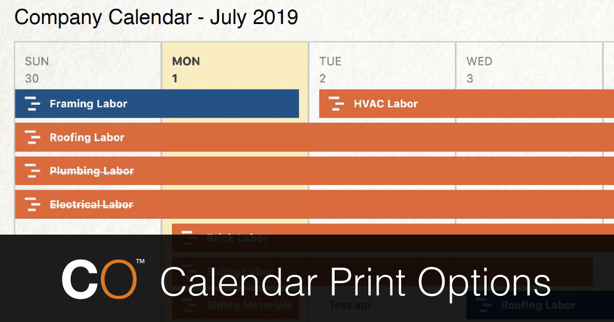 New Calendar Print Options Now Available in ConstructionOnline™
