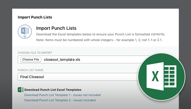 New Excel Imports & Exports Available for ConstructionOnline Punch Lists & Checklists