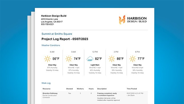 Construction Daily Logs Reports for Clients and Subcontractors | UDA ConstructionOnline™ | Project Tracking Software | Construction Management Software