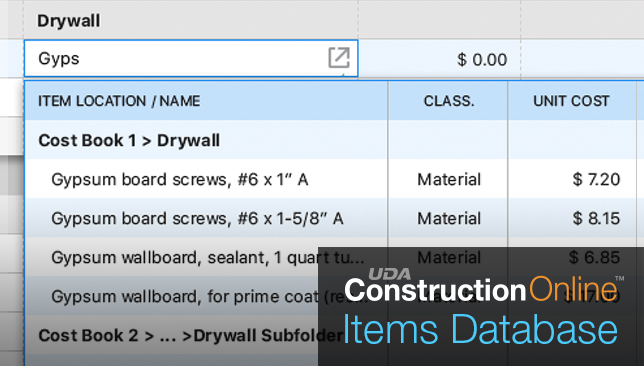 New Feature Spotlight: Items Database and Costbooks for ConstructionOnline Estimating