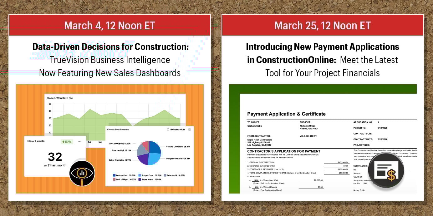 UDA ConstructionOnline Announces March 2026 Webinar Schedule | Construction Business Intelligence & Sales Analytics | Construction Payment Applications