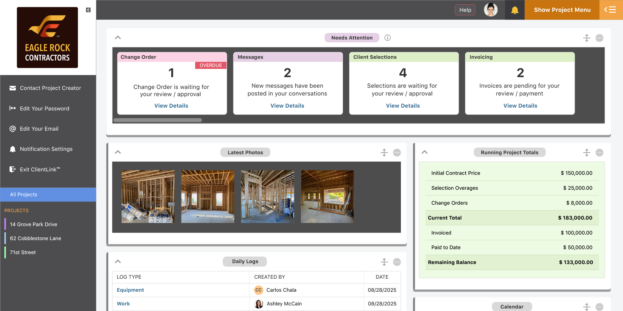 My Agenda View Expanded for Clients and Subcontractors in ConstructionOnline's ClientLink and TeamLink Portals | All Projects View Now Available | Construction Client & Sub Logins | UDA ConstructionOnline