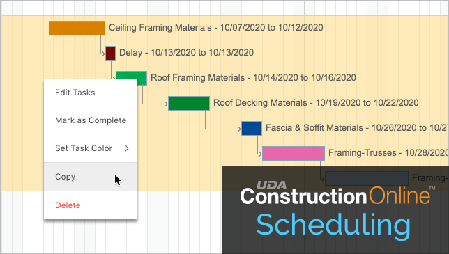 Construction's fastest Gantt Chart Scheduling now supports copy/paste functions
