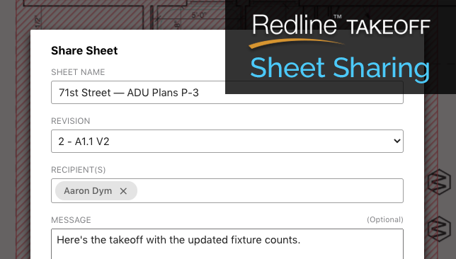 Share Construction Takeoff Sheets via Email with Redline Takeoff Software Exclusively Available in UDA ConstructionOnline