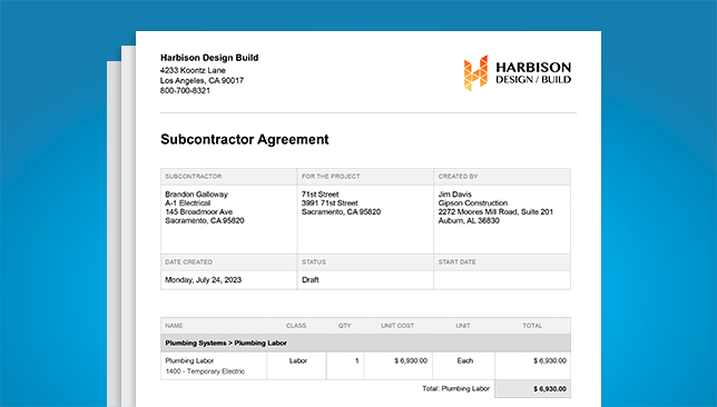 Subcontractor Agreement Added to UDA ConstructionOnline | Construction Management Software | Construction Financial Management | Subcontract Management | Construction Estimating Software | Construction Contracts