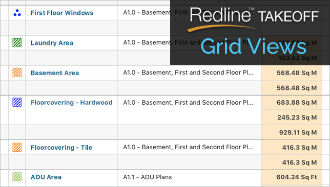 New Grid Views Offer Clarity and Visibility to Construction Takeoffs